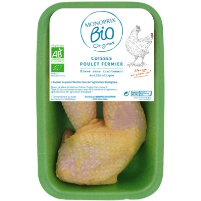 Monoprix bio origines cuisses de poulet fermier bio x2