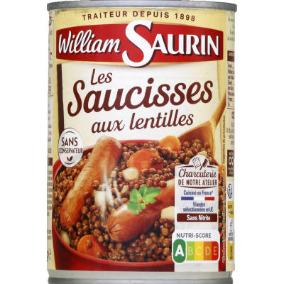 Plat Individuel Saucisses Aux Lentilles William Saurin La Boite De