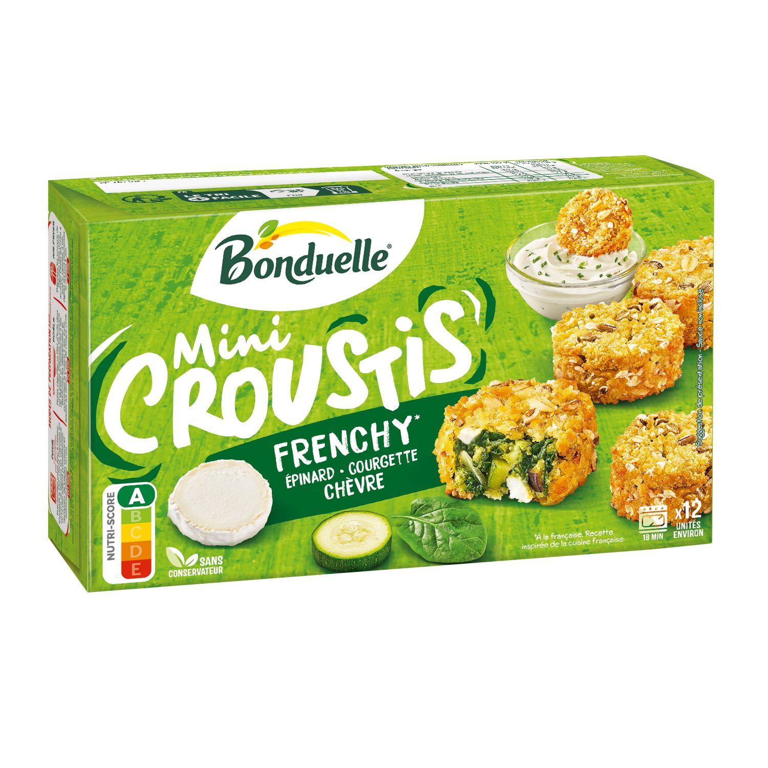 Bonduelle mini croustis frenchy épinard courgette chèvre 240g