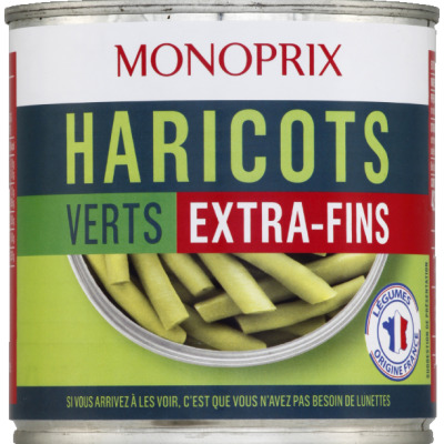 Monoprix haricots verts extra-fins 220g