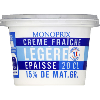 Monoprix crème fraîche légère 15% de mg 20cl