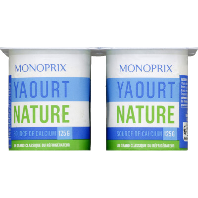 Monoprix yaourt nature 4x125g