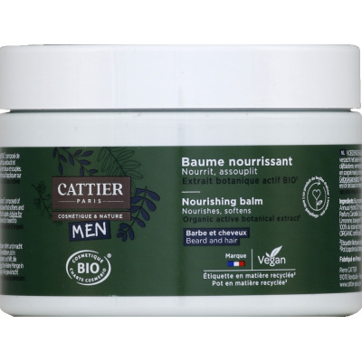 Cattier men baume nourrissant barbe et cheveux vegan bio