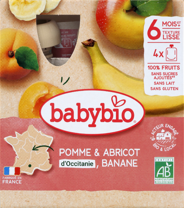 Babybio compote pomme banane dès 4x90g