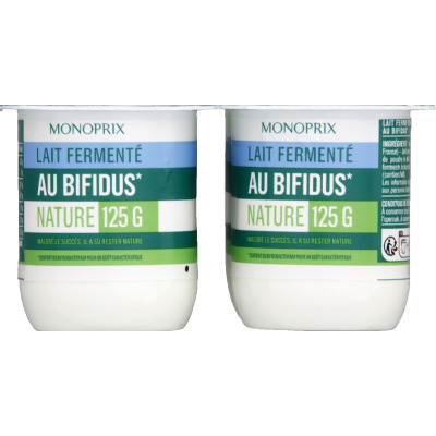 Monoprix lait fermenté au bifidus nature 4x125g