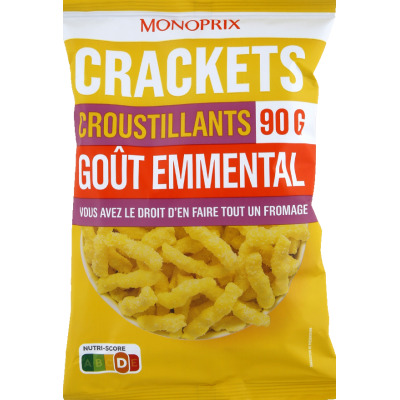 Monoprix crackets croustillants goût emmental 90g