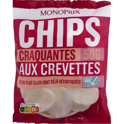 Monoprix chips craquantes aux crevettes 50g