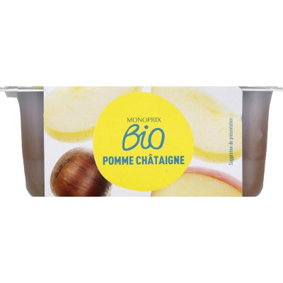 Monoprix Bio compote pomme châtaigne 4x100g