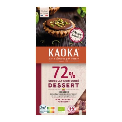Kaoka Chocolat Noir Corsé Dessert 72% origine Equateur 200g Bio