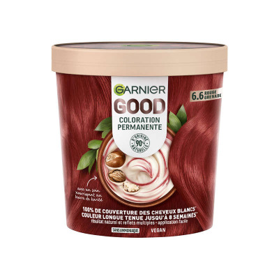 Coloration 6.6 Grenade Sans Ammoniaque Couvre 100% Cheveux Blancs Vegan Good Garnier La Boite - vue 1