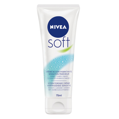 Crème usages Visage Corps Mains Hydratante Fraîcheur 48h Huile De Jojoba Et Vitamine E Soft Nivea Le Tube De 75ml