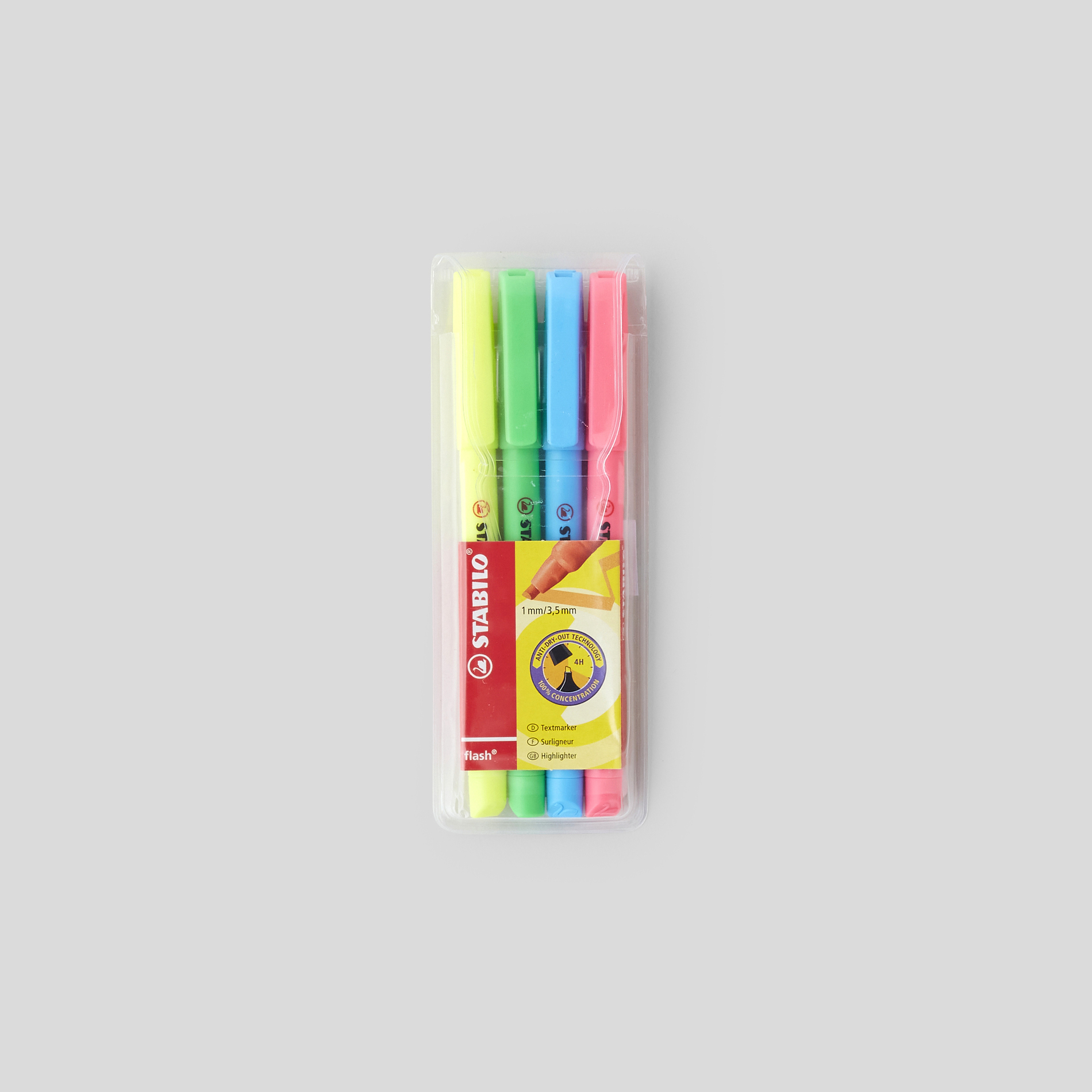STABILO flash Surligneur Pochette x 4 surligneurs fluo Coloris assortis - vue 2