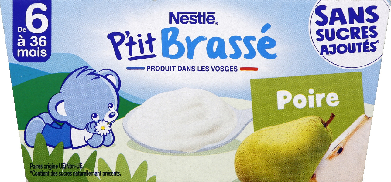 P'ti Brassé Nestlé p'tit brassé poire dès 6 mois 4x90g