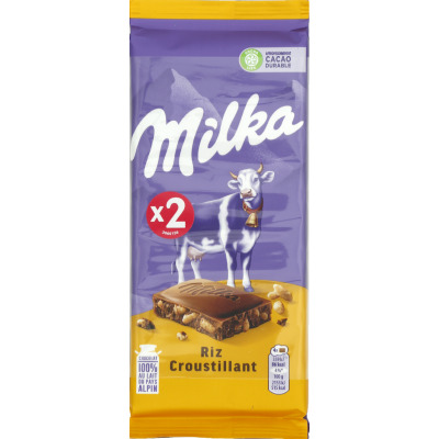Tablette De Lait Riz Croustillant Milka Les 2 Tablettes De 100 G