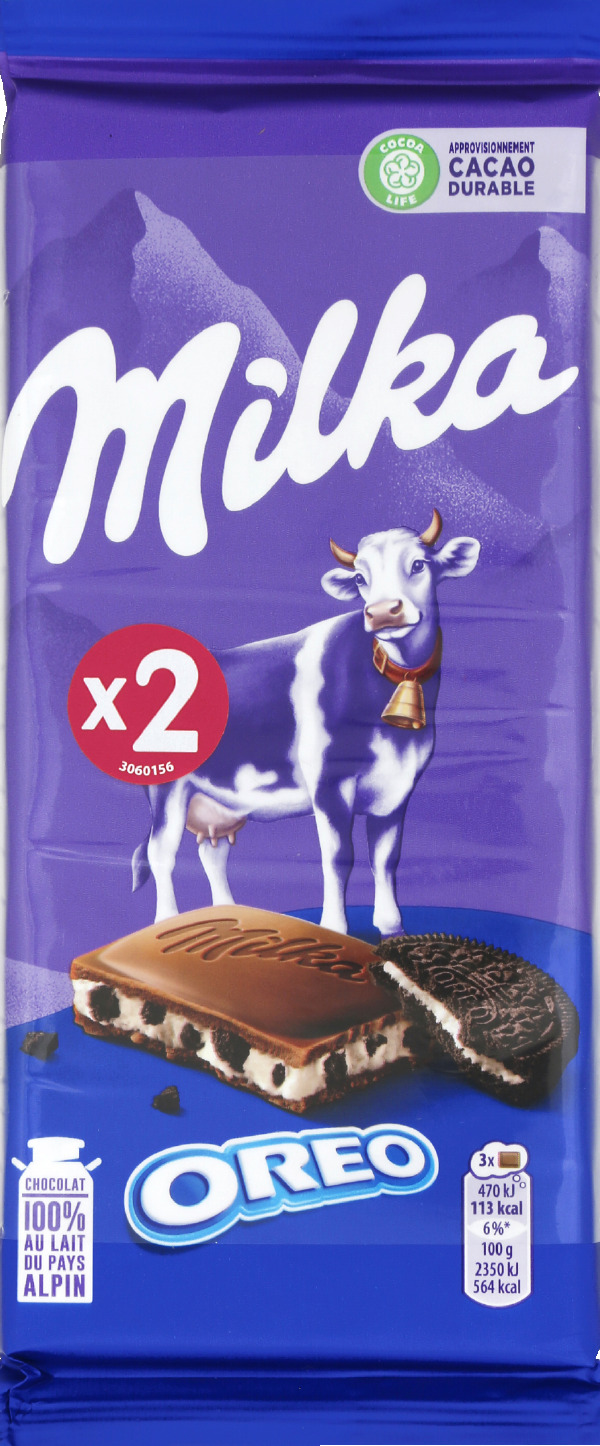 Tablette De Lait Oreo Milka Les 2 Tablettes De 100 G