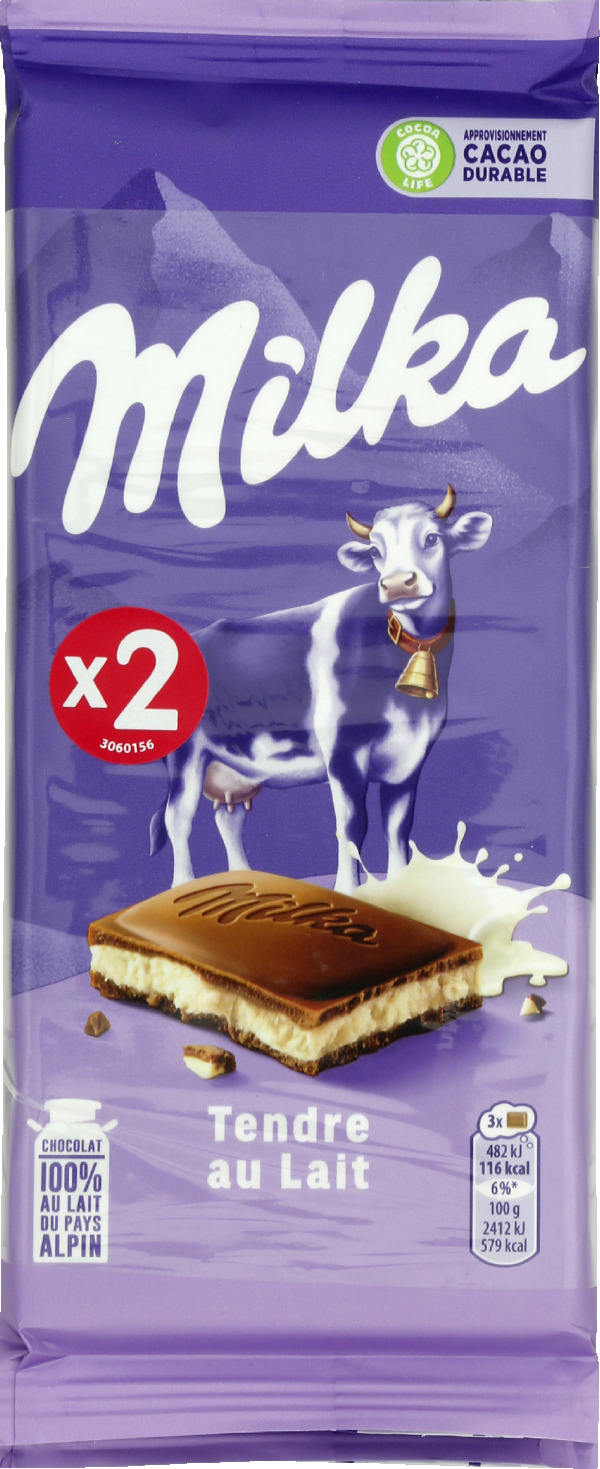 Tablette De Lait Tendre Au Lait Milka Les 2 Tablettes De 100 G