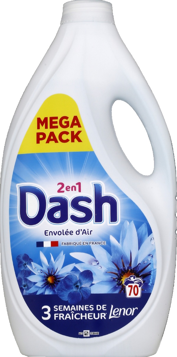 Dash liquide détergent 2 en 1 envolée d’air frais x70 lavages