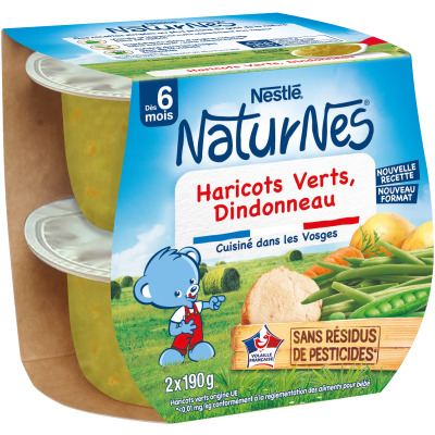 Plat Bébé Dès Haricots Verts Et Dindonneau Naturnes Nestle 2 Pots De - vue 4